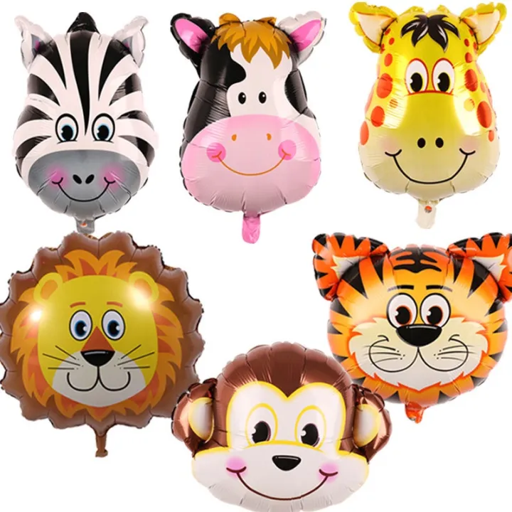 Animal Head Theme Balloon Foil Helium Cute Balloons Jungle Party ...