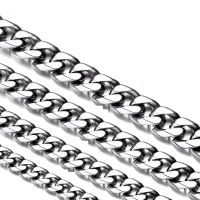 3MM 5MM 7MM 13MM Stainless Steel Miami Cuban Link Chains Necklaces For Men Women Basic Punk Chunky Silver Color Jewelry Fashion Chain Necklaces