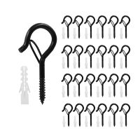 25 PCS Q Hanger Hooks with Safety Buckle, Windproof Screw Hooks for Hanging Outdoor String Lights for Hanging Plants,