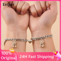 ?Esther สร้อยข้อมือหมีคู่รักรัก2ชิ้นสร้อยข้อมือวันวาเลนไทน์มิตรภาพ Unisex สร้อยข้อมือของขวัญสแตนเลสของขวัญคู่รักสร้อยข้อมือนำโชคสร้อยข้อมือกำไลคู่สร้อยข้อมือรูปหัวใจ2023สำหรับกำไลข้อมือแม่เหล็ก Bf และ Gf สำหรับเพื่อนที่ดีที่สุด