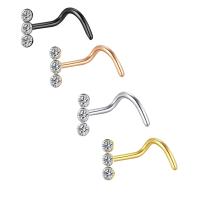 1Pcs Surgical Steel Crystal Nose Piercing Rings And Studs Nose Stud L Shape Zircon Nose Ring Indian Style Piercing Jewelry Nariz