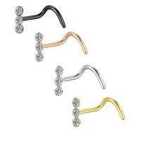 【LZ】❧™  Aço cirúrgico cristal nariz Piercing anéis e Studs L forma zircão nariz anel jóias estilo indiano 1pc