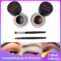 【1 Black+1 Brown】2pcs/set Black Brown Waterproof Eyeliner Gel Long-lasting Makeup Cosmetic Gel Eye Liner With Brush