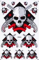 sticker decal Skull pistols Pirate Back from Hell Rider Car Motorbike Racing 26 x 17cm สติกเกอร์ เคลือบกันน้ำ UV ไดคัท ติดรถยนต์ มอเตอร์ไซด์ รถแข่ง บิ๊กไบค์ UV and Waterproof 27x18 cm