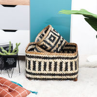 Hand-woven Storage Baskets African Element Bamboo Laundry Basket Hamper Home Decorative Floral Ethnic Storage Bucket Organizer