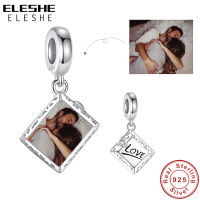 ELESHE Custom Photo Charms 925เงินสเตอร์ลิง Forever Love Square Bead Fit สร้อยข้อมือสร้อยคอ DIY ผู้หญิงแฟชั่น Jewelryhot