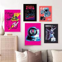 2023 ◄ↂ Astronaut Space MUSIC TV Canvas Painting Posters and Prints Abstract Wall Art Pictures for Living Room Home Decor Frameless