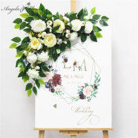 New custom 50cm wedding floral props welcome card florals artificial creative sign corner floral decor garland flower bouquet