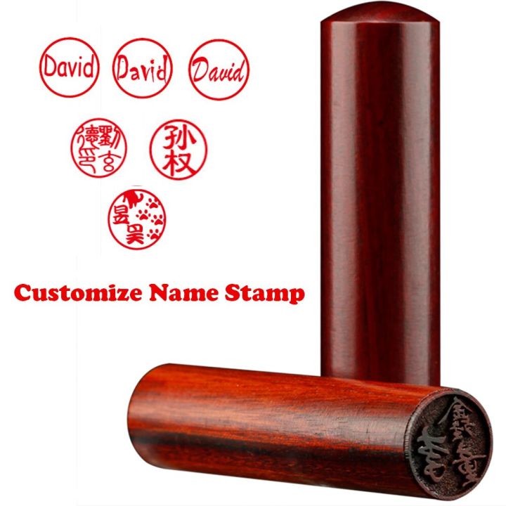 Customize English Chinese Wood Name Stamp Portable Personal Stamps Hand