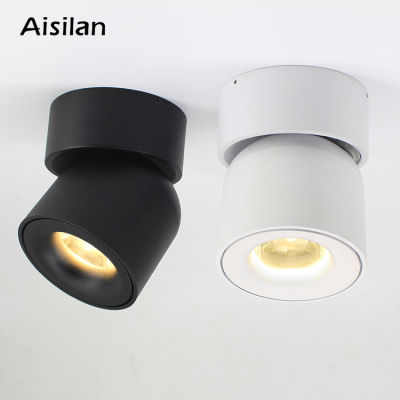 Aisilan Led Downlight Surface Mounted Ceiling Dimmable Spot Light Adjustable 90 Degrees Lighting CRI 93 AC 90-260V