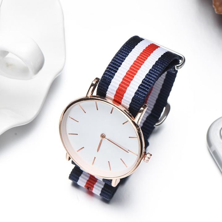 ผ้าใบไนลอนระบายอากาศ-multicolor-16-18-20-22mm-สายนาฬิกาสำหรับ-dw-daniel-wellington-ck-climbing-steel-buckle-watchbands