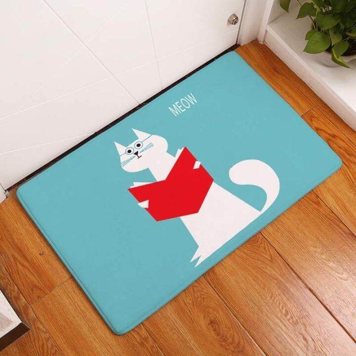 a-shack-kawaii-welcome-floor-door-matcat-พิมพ์ลาย-enginefloor-mat-forroom-anti-slip-tapete