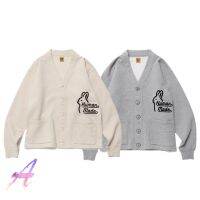 Human Made Rabbit Print Autumn Japanese Retro Couple Knitted Cardigan Coat for Men Women