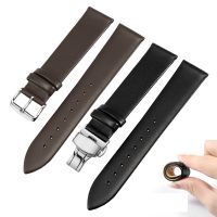 ┅❈✳ UltraThin Soft Genuine Leather Watchband Universal Interface Butterfly Buckle Mens Womens Waterproof CowLeather Watch Chain