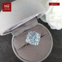 MT แหวนพลอยแท้ สกาย บลูโทพาส (Sky Blue Topaz) ตัวเรือนเงินแท้ ชุบทองคำขาว  Natural Gemstone Sky Blue Topaz Sterling Silver Ring (gr416) (gr416) ไซส์ : 55, 57 MT Jewelry (มณีธารา)