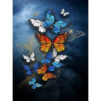 Flower Butterfly DIY 11CT Embroidery Cross Stitch Kits Needlework Craft Set Cotton Thread Printed Canvas Home Decoration