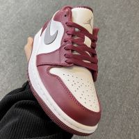 HOT ✅Original ΝΙΚΕ Ar* J- 1 Low “Bordeaux” Men And Women All Match Fashion Basketball Shoes Comfortable Sports Shoes (Free Shipping)