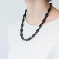 【YF】☾  Shungite Necklace Protection Stone Beads  for Chakra Balancing and Cleaning Karelian Heritage