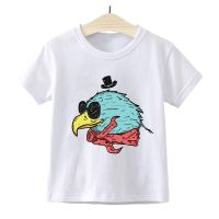 New Cartoon Print Girls Boys T-shirt Eagle Kids T Shirt Tops Kawaii Children Clothes White Short Sleeve Tees Streetwear,YKP164