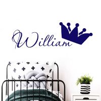 Custom Kids Name Wall Stickers For Child Room Personalized Boys Name King Crown Decor Nursery DIY Storage Box Art Decals Y456