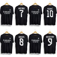 【New】เสื้อยืดคอกลม พิมพ์ลาย Real Madrid CF Eden Hazard Kroos Benzema Modriγ สีดํา สีขาว สําหรับผู้ชาย และผู้หญิงS-5XL