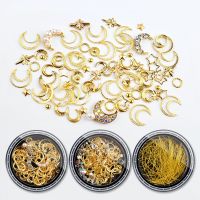 【CW】 1Box Mixed Rhinestones Hollow Metal Studs 3d Gold Star Rivets Glitter Decoration Accessories