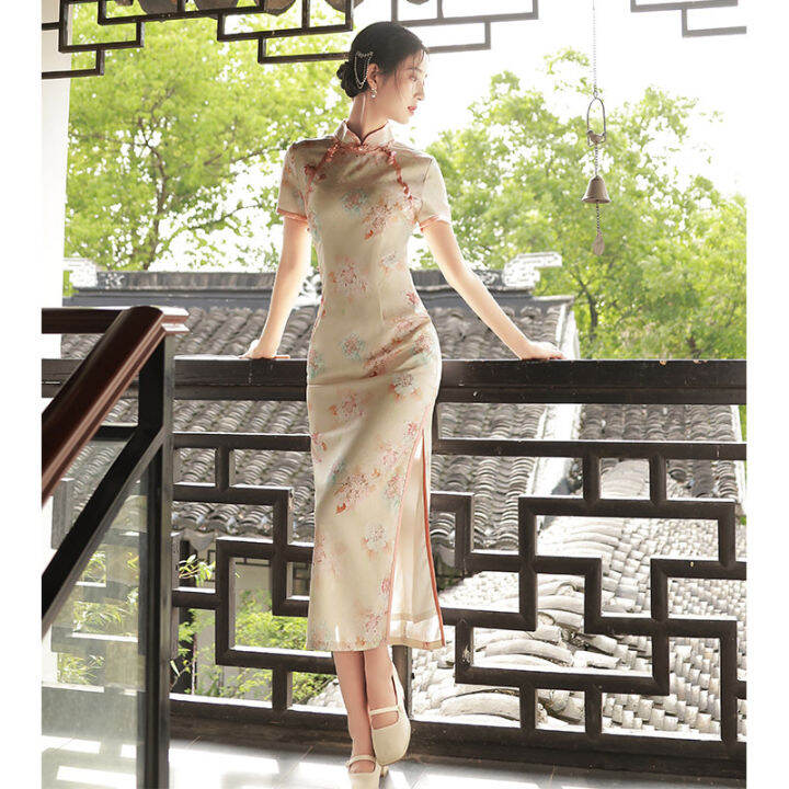 ปรับปรุง-cheongsam-2022อารมณ์ยาวเด็กสาวระดับไฮเอนด์ชุดสีชมพู