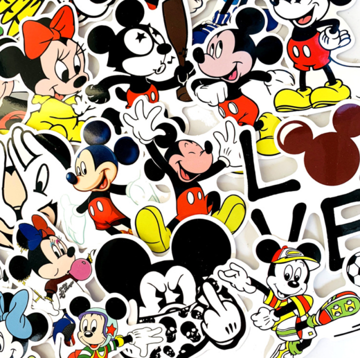 พร้อมส่ง-50ชิ้น-mickey-mouse-มิกกี้-เมาส์-มิกกี้เม้าท์-sticker-พลาสติกกันน้ำ-สีคมชัด-ตัวอย่างด้านในจ้า