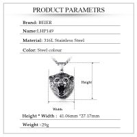 BEIER 316L สแตนเลสไวกิ้ง Bearhead สำหรับผู้ชายจี้สร้อยคอคลาสสิกสัตว์ปาร์ตี้ LLLHP149P เครื่องประดับคุณภาพสูง