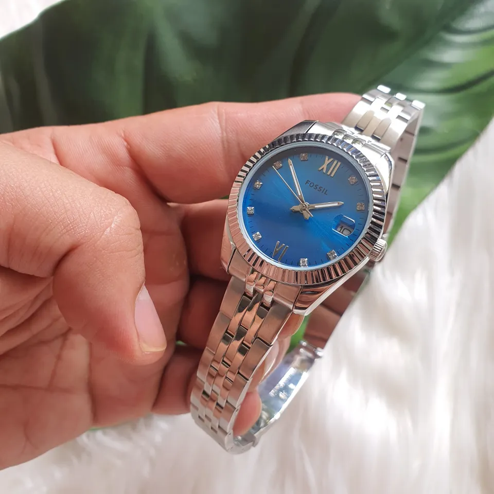 Original Fossil ES4902 Scarlette Mini Three Hand Date Blue Dial