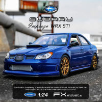 WELLY 1:24 SUBARU IMPREZA WRX STI รถสปอร์ตจำลองล้อแม็กรถยนต์รุ่นงานฝีมือตกแต่งการเก็บของเล่นเครื่องมือของขวัญ B230