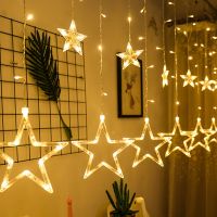 3M Garland Curtains LED String Lights for Christmas New Year Window Wedding Party Decoration Star Fairy Lights US EU Plug