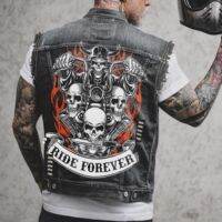 CODAndrew Hearst Punk motorcycle print casual mens outstreet men denim vest