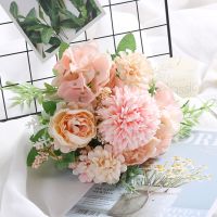 【hot】♚  Floral Artificial Flowers Hydrangea Silk Fake Wedding Bouquet Decoration Foam Plastic