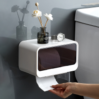 Toilet Tissue Box Punch-free Toilet Paper Holder Portable Toilet Paper Box With Garbage Bag Slot Waterproof Bathroom Supplies