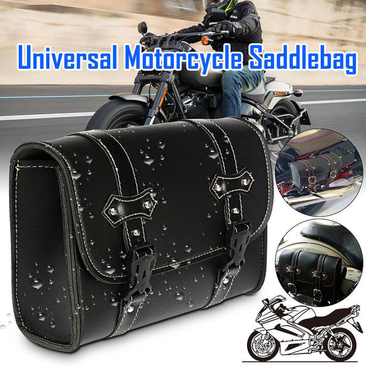 Universal Motorcycle Saddlebags Side Tool Bag PU Leather Luggage Saddle