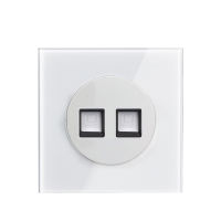 Wallpad L6 White Glass Frame Double Dual RJ45 CAT6 Ethenet Port Computer Data Wiring Outlet Accessory in Single Plate