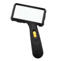 Portable 2-LED Rectangular Oblique-Handle Magnifier Magnifying Glass Lens Color Black