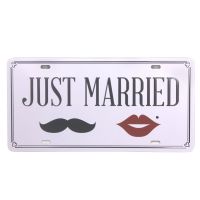 Wall Décor tin sign spot stocks 9640;❖ Just Married Vintage Metal Plate，size：20X 30cm