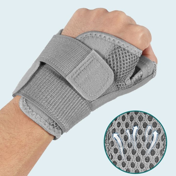 เครื่องป้องกันเฝือกนิ้วสั่นถุงมือเสริมข้อมือสายรัดป้องกันเอ็นกล้ามเนื้ออักเสบขวาซ้าย-relief-แผ่นรองรับการเคลื่อนไหวยึดมือ1ชิ้น