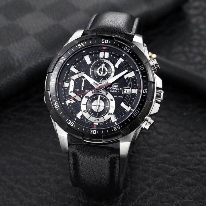 สินค้าขายดีคาสิโอ-edifice-chronograph-นาฬิกาผู้ชาย-สายหนัง-รุ่น-efr-539l-1a-พร้อมกล่องและรับประกัน-1ปี