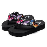 Summer Flip Flops Girl Cartoon Beautiful Butterfly EVA Higher Bottom Slippers for Kids Girls Comfortable Soft Sole Beach Shoes