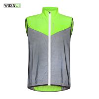 New WOSAWE Reflective Cycling Vest Green Patchwork Bike Windproof Breathable Sports Clothing Mens Sleeveless Ja