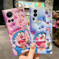 Ins เคสโทรศัพท์ OPPO Reno10 10 Pro+ OPPO A78 NFC Plus 4G 5G เคส การ์ตูนน่ารักแฟชั่นหุ่นยนต์โดราเอม่อนแมวใหม่ป้องกันการหล่น3D ภาพปกอ่อนพร้อมสายรัดข้อมือ2023