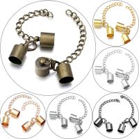 10Pcs/Lot 3/4/5/6/7/8/9/10mm Aolly Lobster Clasp With Extended Chain Leather Cord Bracelet Connectors For Jewelry Making