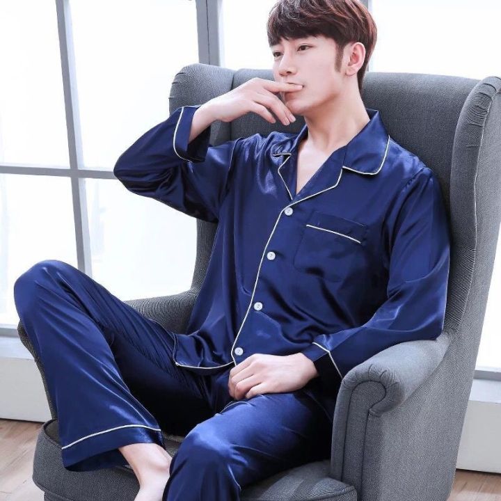 cod-dsfdgdffghh-mens-pajamas-silk-pajama-set-long-sleeve-cardigan-shirts-pants-sleepwear-set-casual-homewear-korean-loose-men-sleepwear-nightwear-loungewear-male-pyjamas-set-plus-size