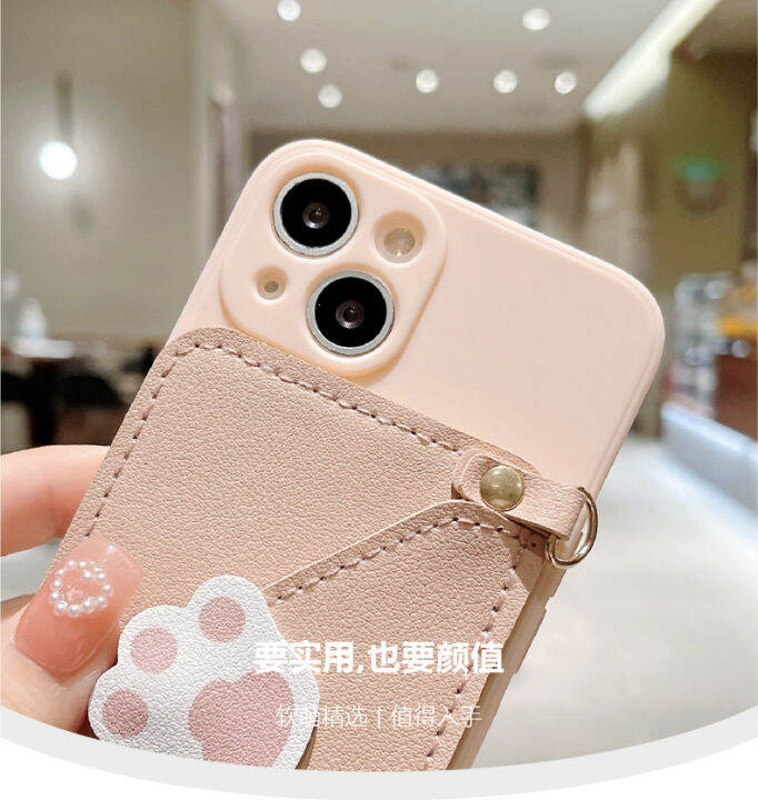 น่ารักรอยเท้ากระเป๋าสตางค์เคสโทรศัพท์สำหรับ-iphone11-กระเป๋าสตางค์หนังเคสโทรศัพท์สำหรับ-iphone12pro-crossbody-cat-claw-ที่ใส่การ์ดสำหรับ-iphone11promax-เคสโทรศัพท์น่ารักสำหรับ-iphone8-ใหม่ซิลิโคนสายหน