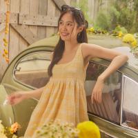 lookbooklookbook nugget dress yellow tweed ชุดมินิเดรส สีเหลือง ลายทาง