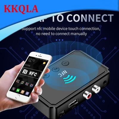 QKKQLA NFC 3.5mm RCA Jack Audio AUX Output Wireless Stereo Receptor Car Kit Speaker Bluetooth-compatible 5.0 Receiver Adapter