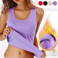 COD DSFDSFEEEE Winter Sexy Thermal Vest Sleeveless Underwear Seamless Velvet Fleece Warm Winter Undershirt Body Tops U Neck Slim Lingerie